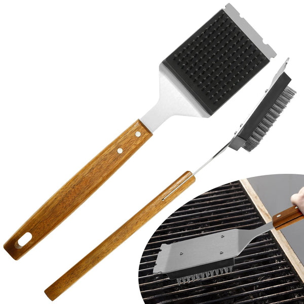 Langer Grillbürsten-Reiniger mit Schaber für Barbecue-Grills