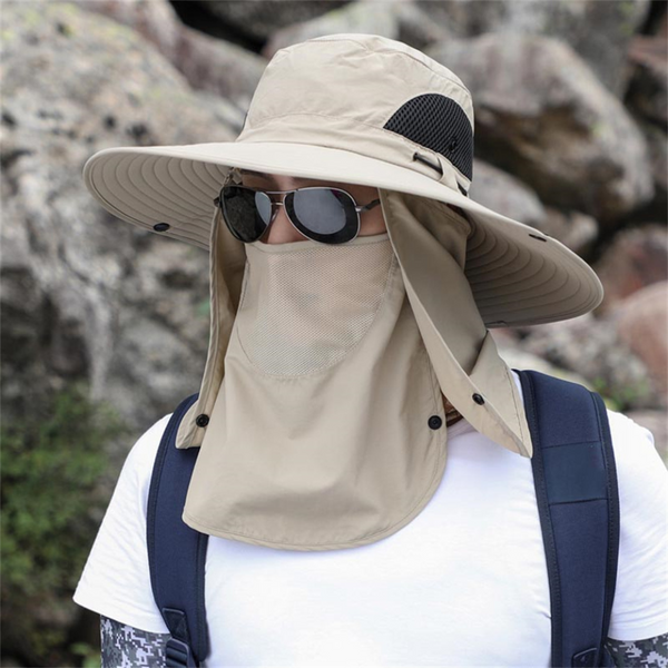 Atmungsaktiver Outdoor-Sonnenhut mit breiter Krempe für Angler