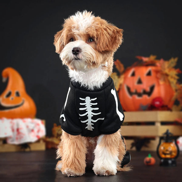 Skelett-Jumpsuit Hundekostüm für Halloween