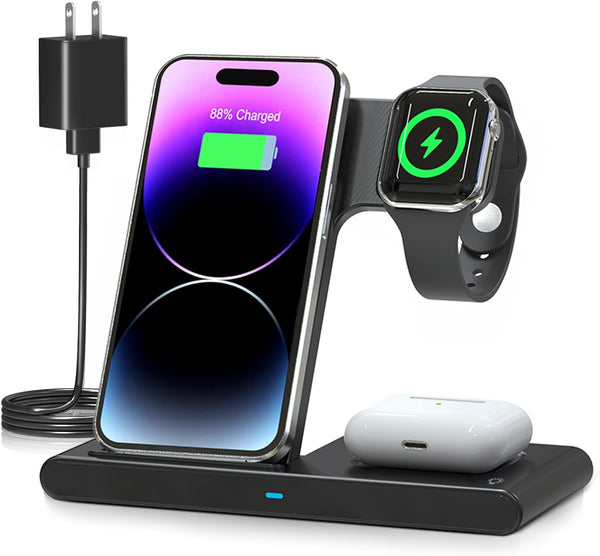 3-in-1 Kabellose Schnellladestation für iPhone, Apple Watch und AirPods