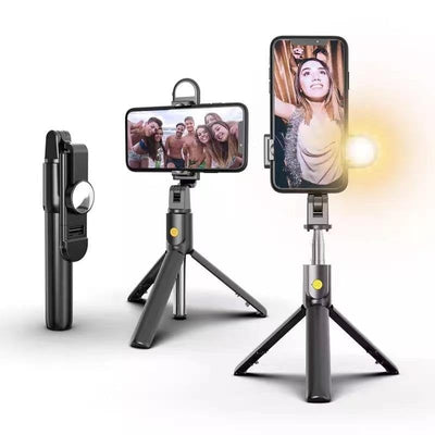 6-in-1 Kabelloser Bluetooth-Selfie-Stick mit integriertem Aufhelllicht