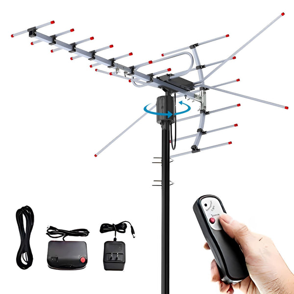 Digitale HD-Außenantenne mit 360-Grad-Motor für 2025 mit erweiterter Reichweite für kostenlose HD-Kanäle