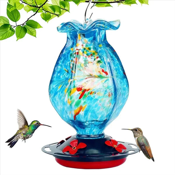 Handgeblasenes Glas-Vogelhäuschen zum Aufhängen