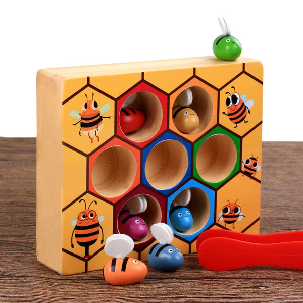 Pädagogisches Montessori-Bienenstock-Spiel aus Holz