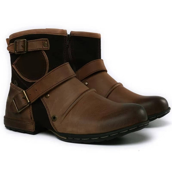 Herren Vintage-Stil Schnallen-Stiefeletten