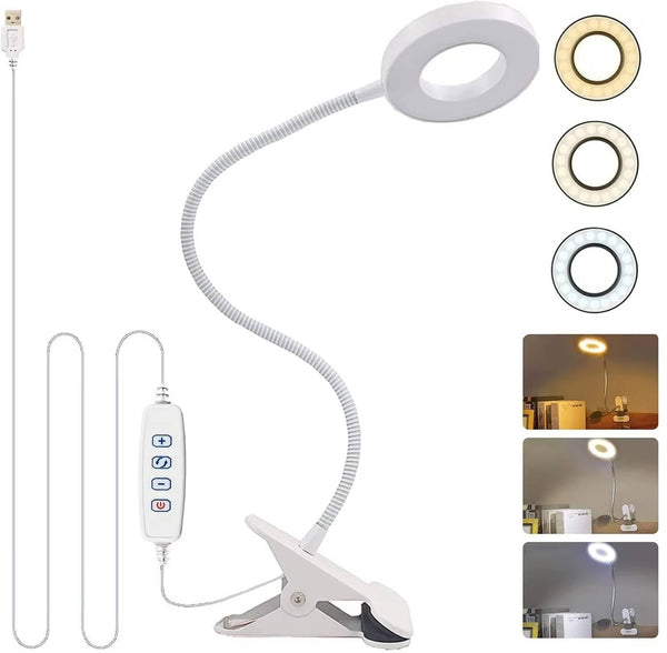 Flexible 360°-Schreibtischlampe mit Klemmbefestigung – Augenschonendes Licht