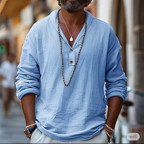 Herren-Leinenhemd im Popover-Stil
