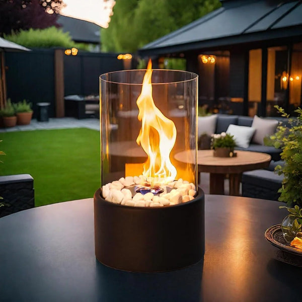 Tragbarer Tischkamin aus Glas