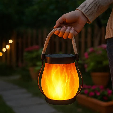 Solarlaterne mit Flammeneffekt-Leuchten