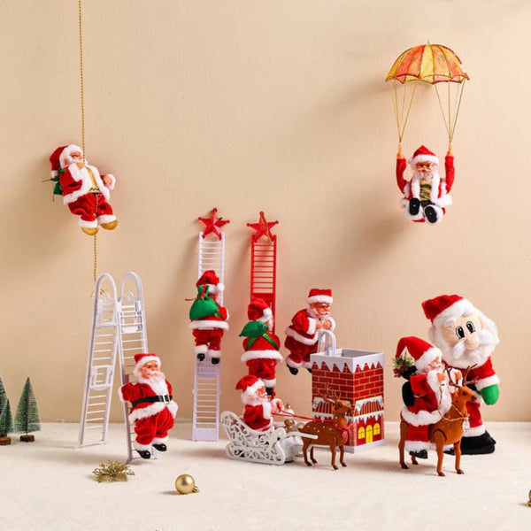 Kletternder Weihnachtsmann als festliche Dekofigur