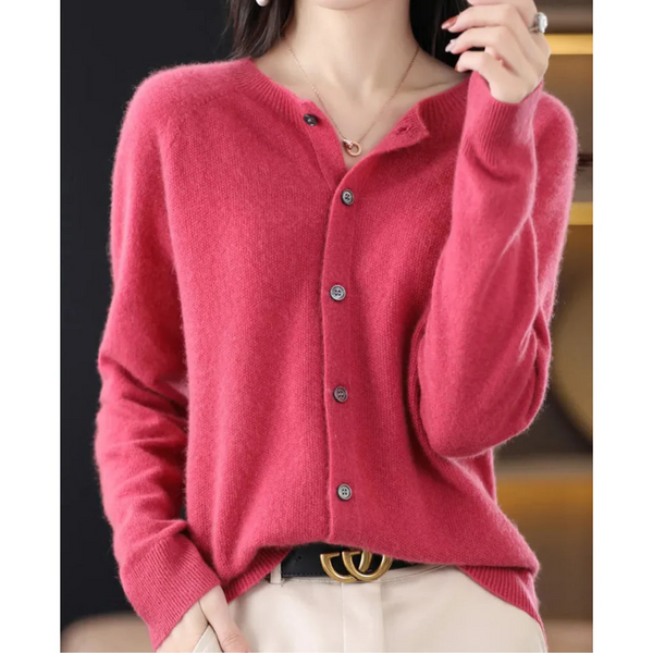 Damen Rundhals-Strickjacke