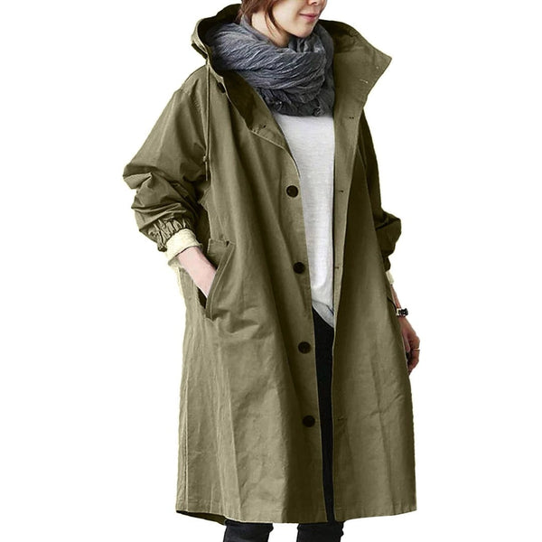 Langer wasserdichter Regenmantel für Damen