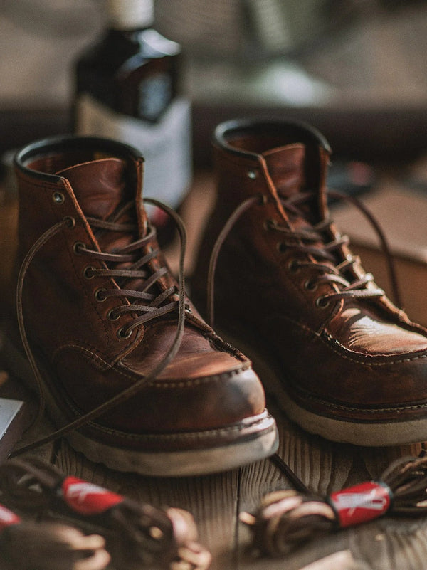 Herren-Arbeitsstiefel mit Mokassin-Zehenpartie aus vollnarbigem Leder