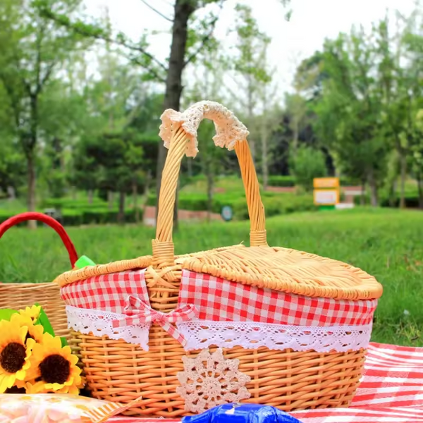 Handgeflochtener Picknickkorb aus Weidengeflecht