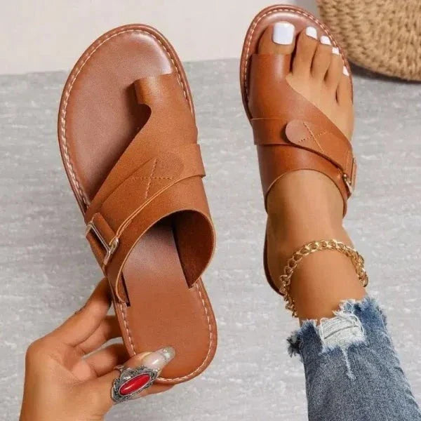 Orthopädische Damen-Sandalen aus Leder zur Korrektur von Ballenzehen