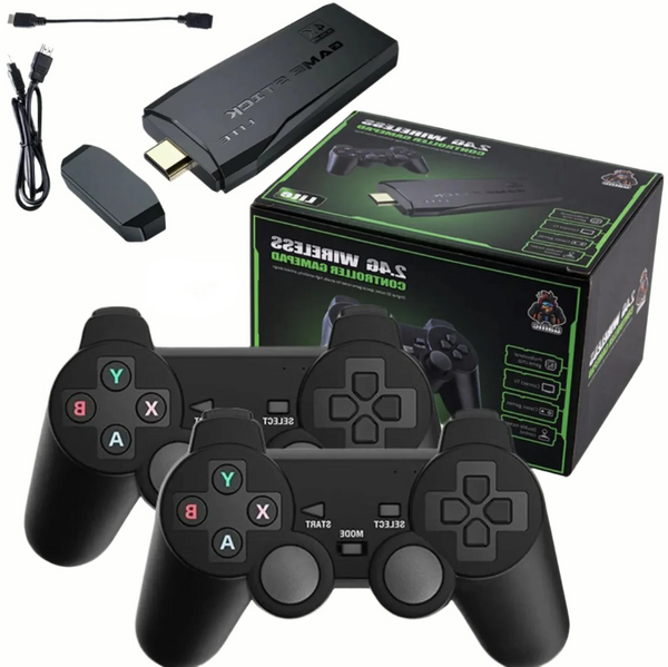 HDMI 4K TV Spielekonsole Stick | 64GB mit über 20.000 Retro-Spielen & 2 kabellosen Gamepads