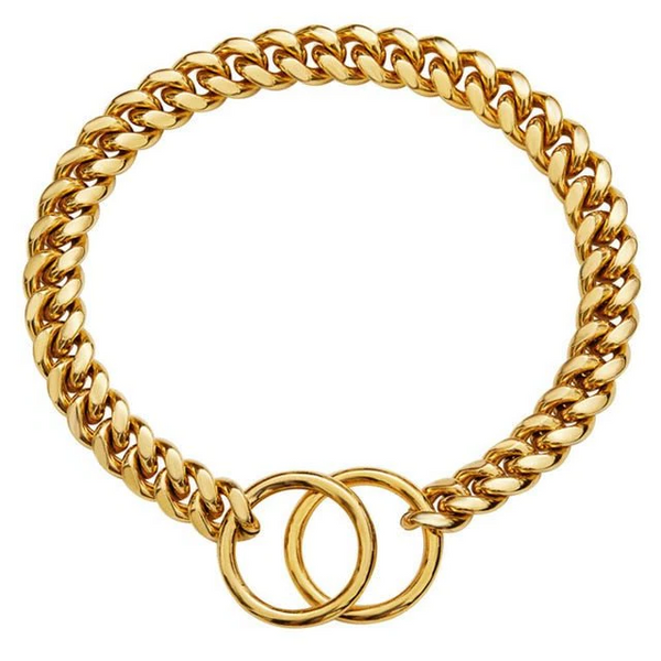 Robuste Hundehalsband-Kette aus Edelstahl, Schwarz und Gold