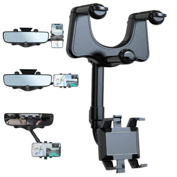 Drehbarer und ausziehbarer Auto-Handyhalter - 360-Grad Rückspiegel-Handyhalterung