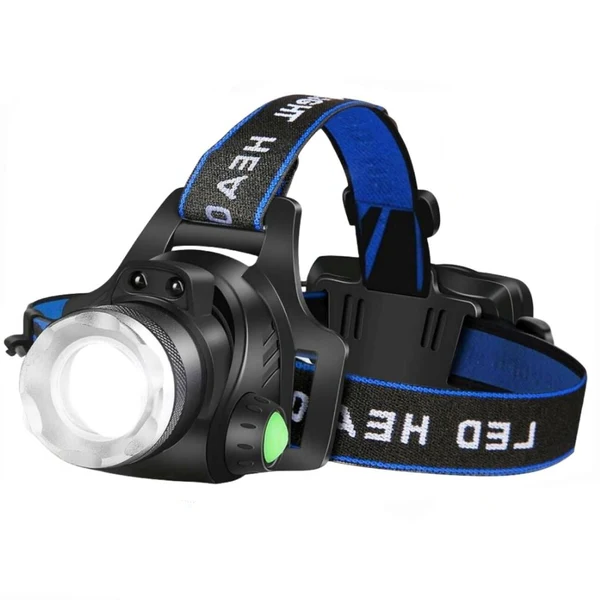 Wiederaufladbare 990000LM LED-Stirnlampe mit Zoom-Funktion und taktischem Licht