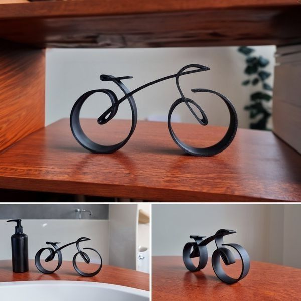 Minimalistische Fahrrad-Skulptur im Drahtrahmen-Stil