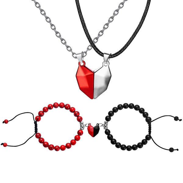 Magnetisches Herz-Partnerketten und Armband-Geschenkset für Paare zum Valentinstag