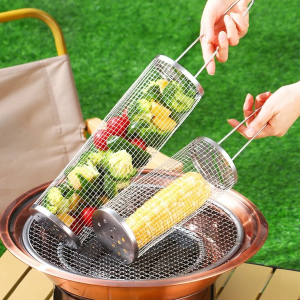 Runder Grillkorb aus Edelstahl für Barbecue