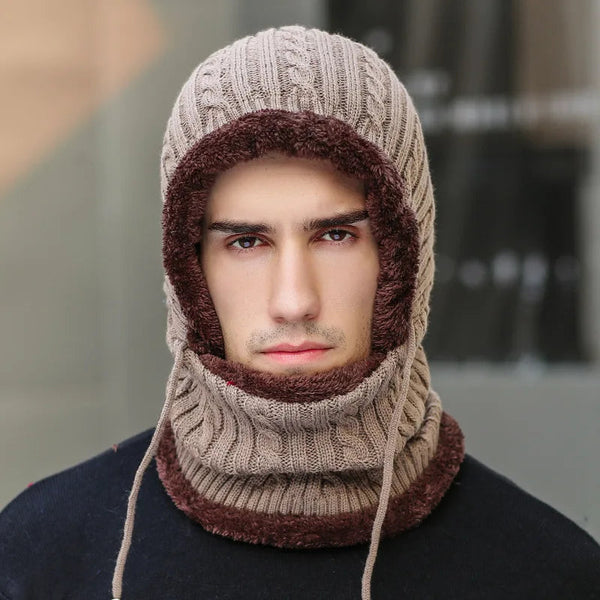 Winter-Strickmütze Balaclava mit integriertem Schal
