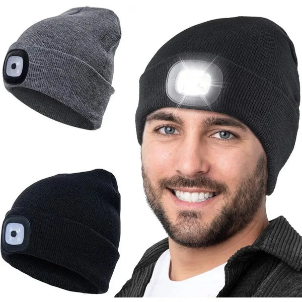 Wiederaufladbare LED-Mütze für den Winter