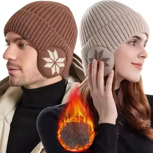 Unisex Winter-Strickmütze mit Ohrenschutz