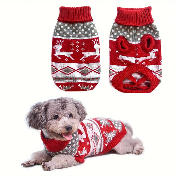 Gestrickter Hunde-Weihnachtspullover für kleine Haustiere