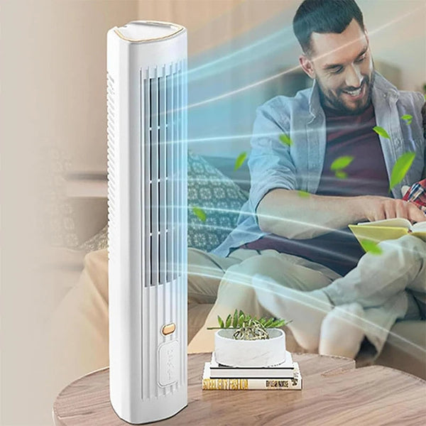 Tragbarer, wiederaufladbarer USB-Turmventilator mit Klimafunktion