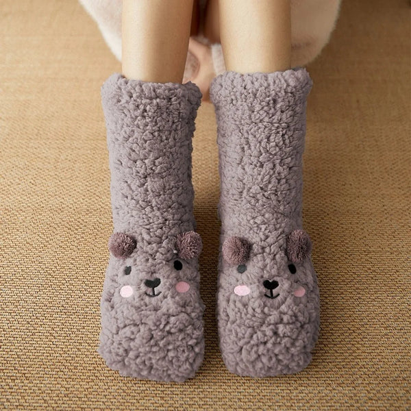 Kawaii Bären-Fleece-Socken, extra warm