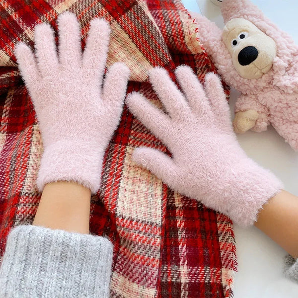 Weiche Plüsch-Winterhandschuhe für Damen