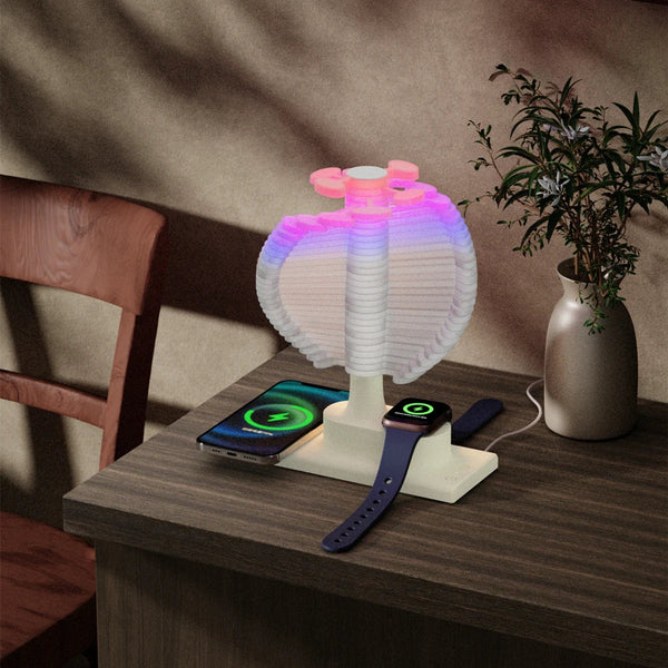 Spiral-Tischlampe mit integriertem kabellosem Ladegerät