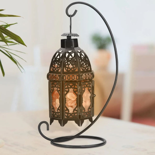 Vintage Salzstein-Tischlampe aus Eisen