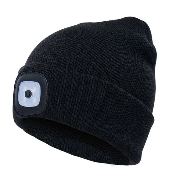Wiederaufladbare LED-Strickmütze mit Stirnlampe