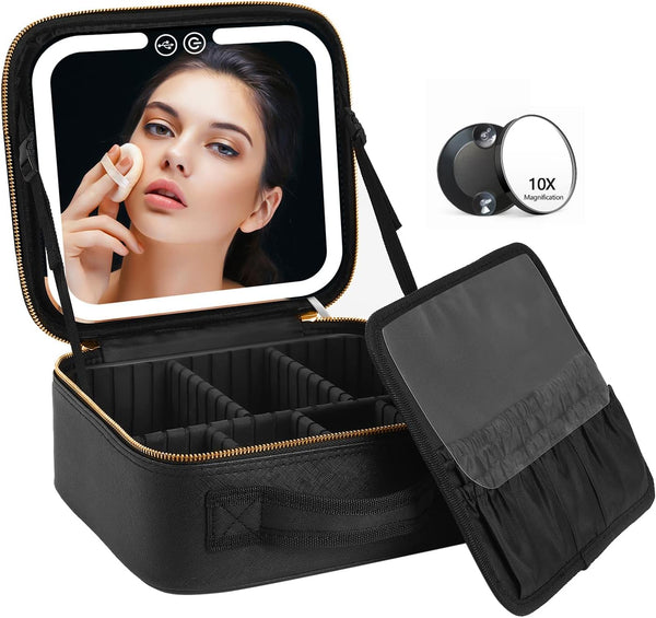 Make-up-Tasche mit Spiegel und LED-Beleuchtung
