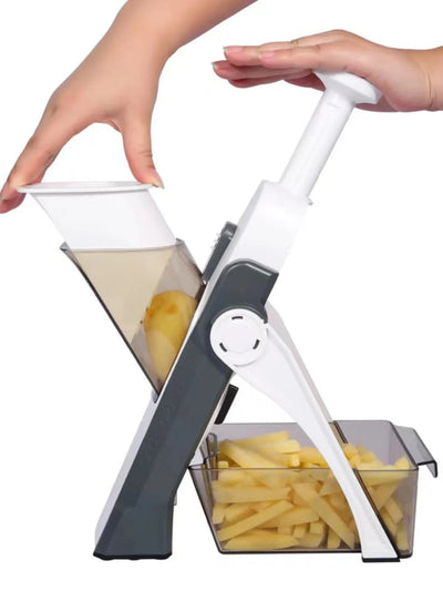 Küchenhobel mit einstellbarer Schnittstärke und Auffangbehälter