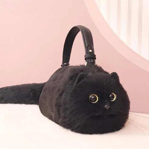 Ein-Schulter-Plüschtasche in Katzenform