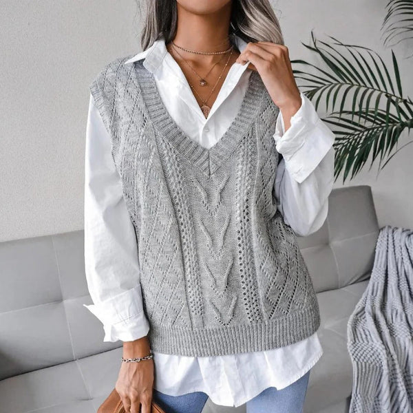 Damen V-Ausschnitt Strickjacke
