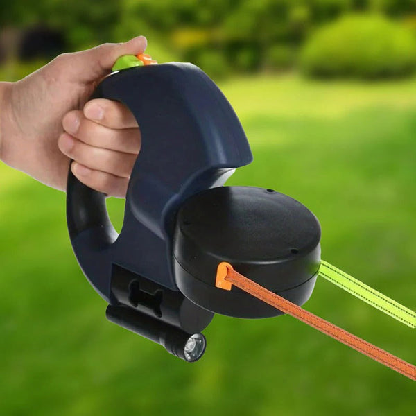 Doppelleine für Hunde mit integrierter Taschenlampe und Kotbeutelspender