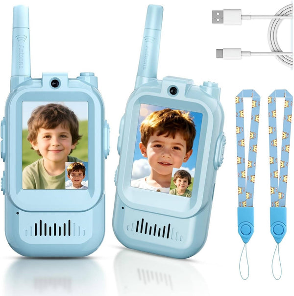 Kinder-Walkie-Talkies mit Video-, Sprach- und Chat-Funktion, 2er-Set