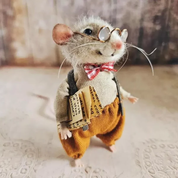 Handgefertigtes, niedliches DIY-Bastelset für eine nadelgefilzte Maus