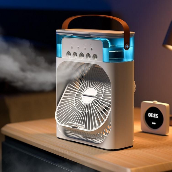 Tragbarer Mini-Luftkühler mit 5-Loch-Befeuchtung und leisem Ventilator