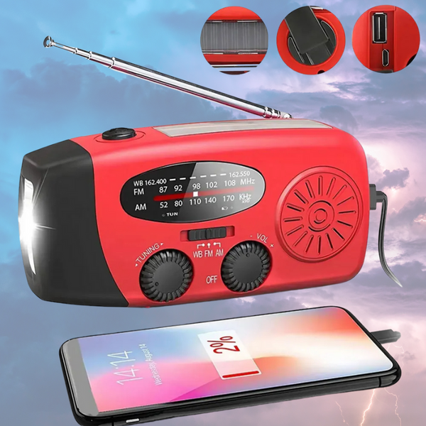 Multifunktionales Kurbel-Notfallradio mit Powerbank und Taschenlampe