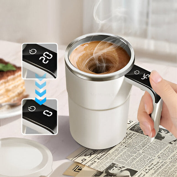Wiederaufladbarer Becher mit integriertem Rührwerk