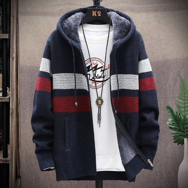 Lässige gestreifte Strickjacke